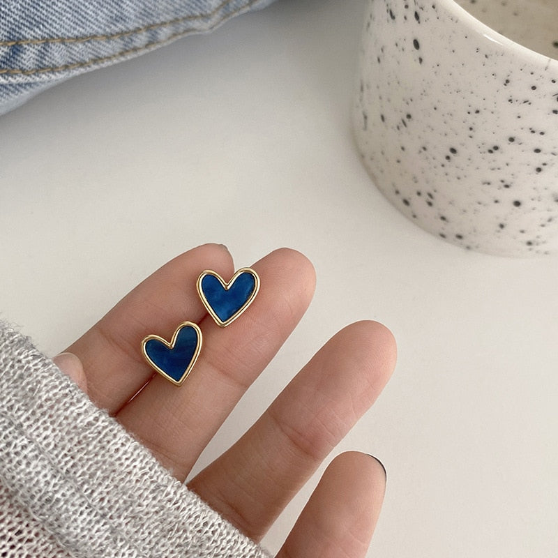 Cute Korean Earrings Heart Bling Zircon Stone Rose Gold Color Stud Earring for Women Fashion Jewelry 2026 New Gift